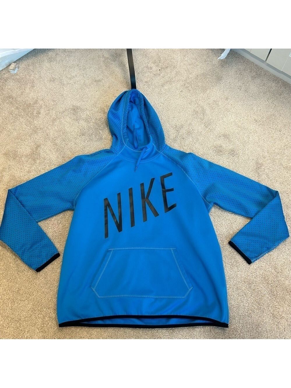 NIKE blue mesh sleeve kangaroo hoodie sweatshirt Sz XL